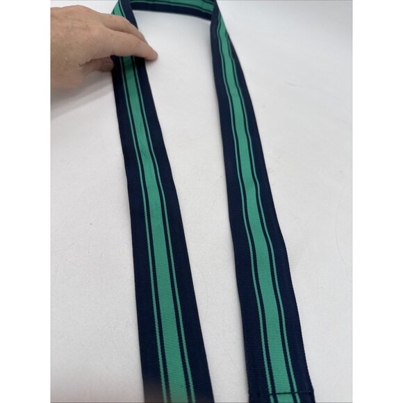 Vineyard Vines Belt Sz M Patch Work D Ring Green Blue Striped Preppy Classic - Picture 3 of 5